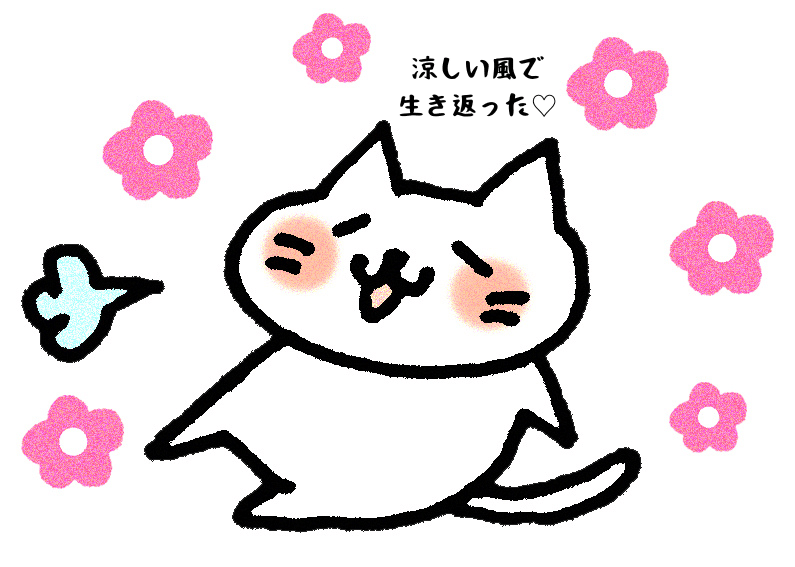涼しい風で生き返った