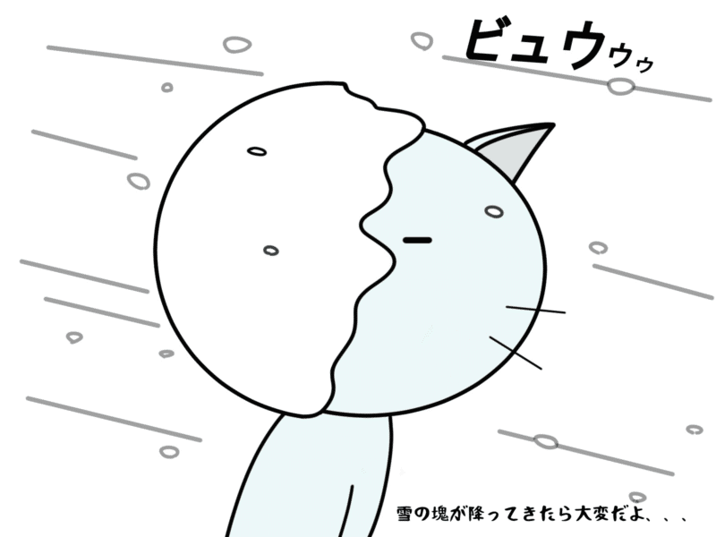 雪の塊が降ってきたら大変だよ