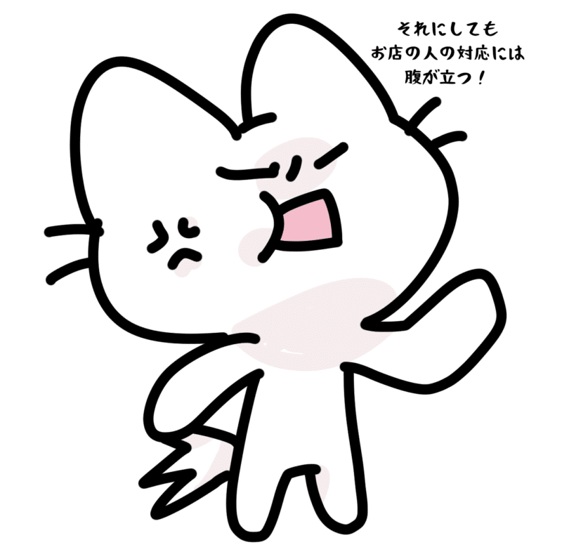 それにしてもお店の人の対応には腹が立つ