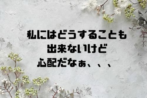 私にはどうすることも出来ないけど心配だなぁ