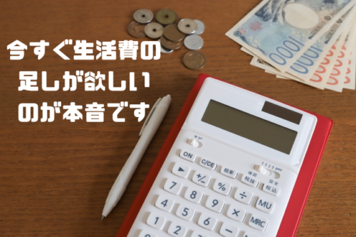 今すぐ生活費の足しが欲しいのが本音です