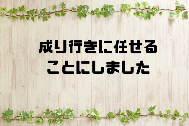 成り行きに任せることにしました