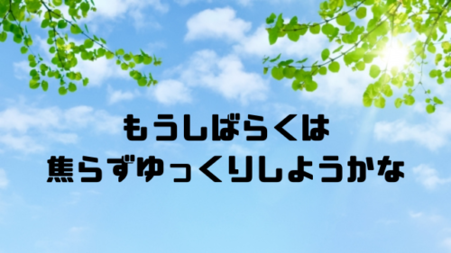 もうしばらくは焦らずゆっくりしようかな