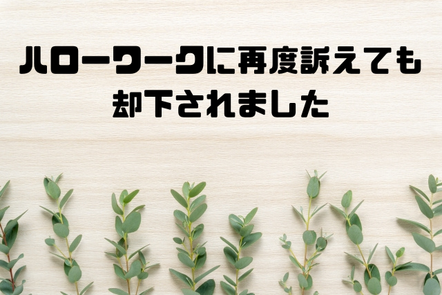 ハローワークに再度訴えても却下されました